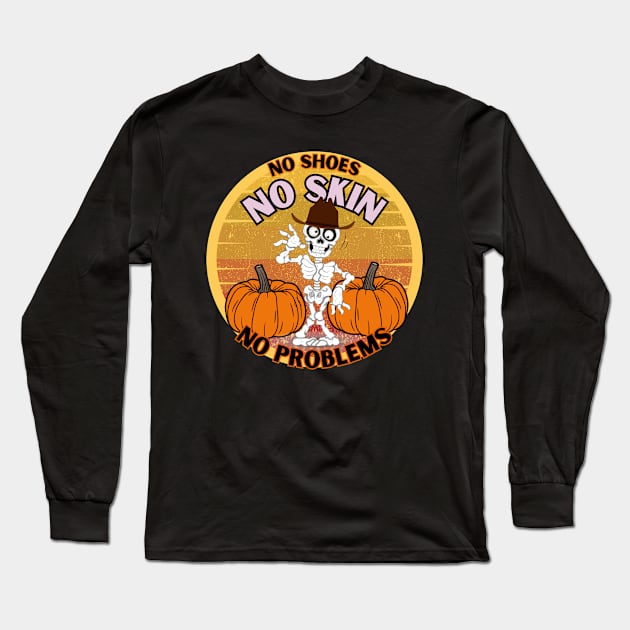 Funny Fritts Halloween Western Skeleton sticker, shirt Long Sleeve T-Shirt by Shean Fritts 